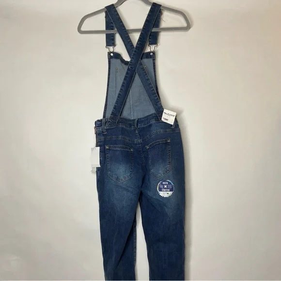 NEW WallFlower Bib Overalls Juniors S Small Summer Blue Jean Tomboy Ankle N9 - Picture 6 of 10